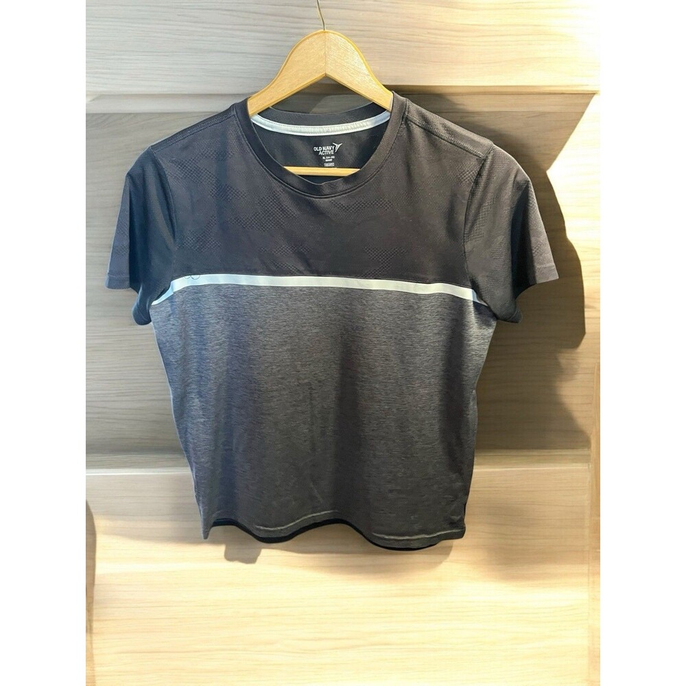Old Navy Active Boys XL (14-16) Husky Short Sleeve Shirt Black Gray Athletic Tee